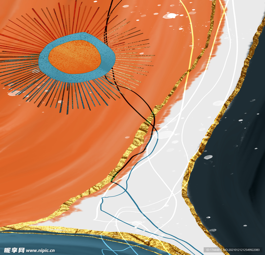北欧创意爱马仕橙晶瓷装饰画