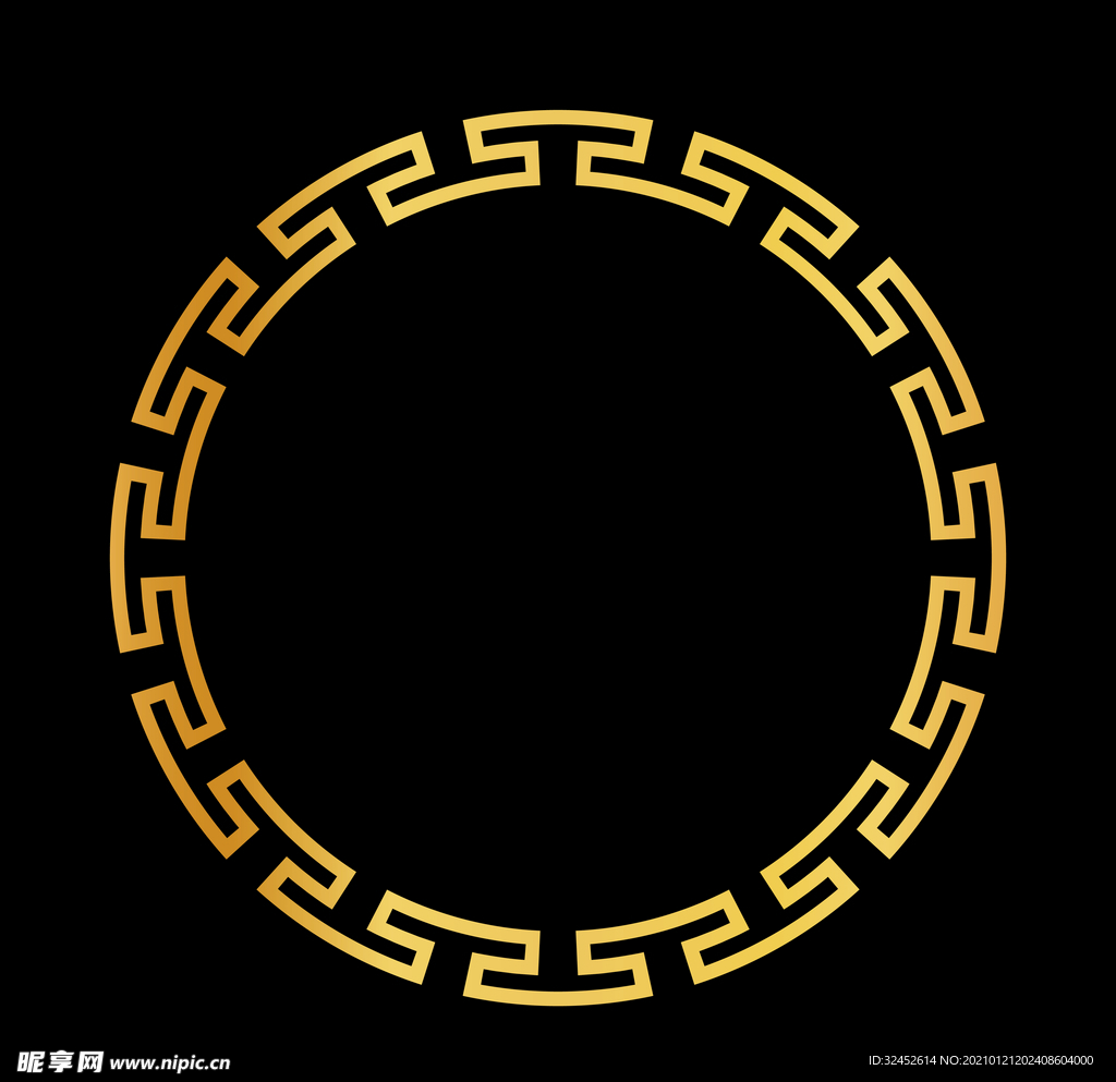 复古花边框 中国纹饰 圆形框