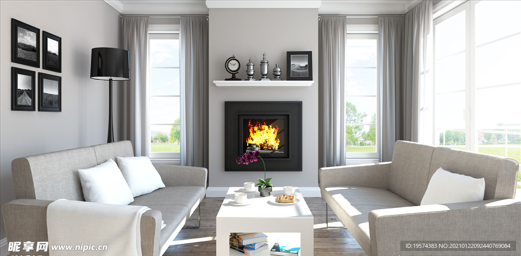 C4D模型客厅壁炉火炉