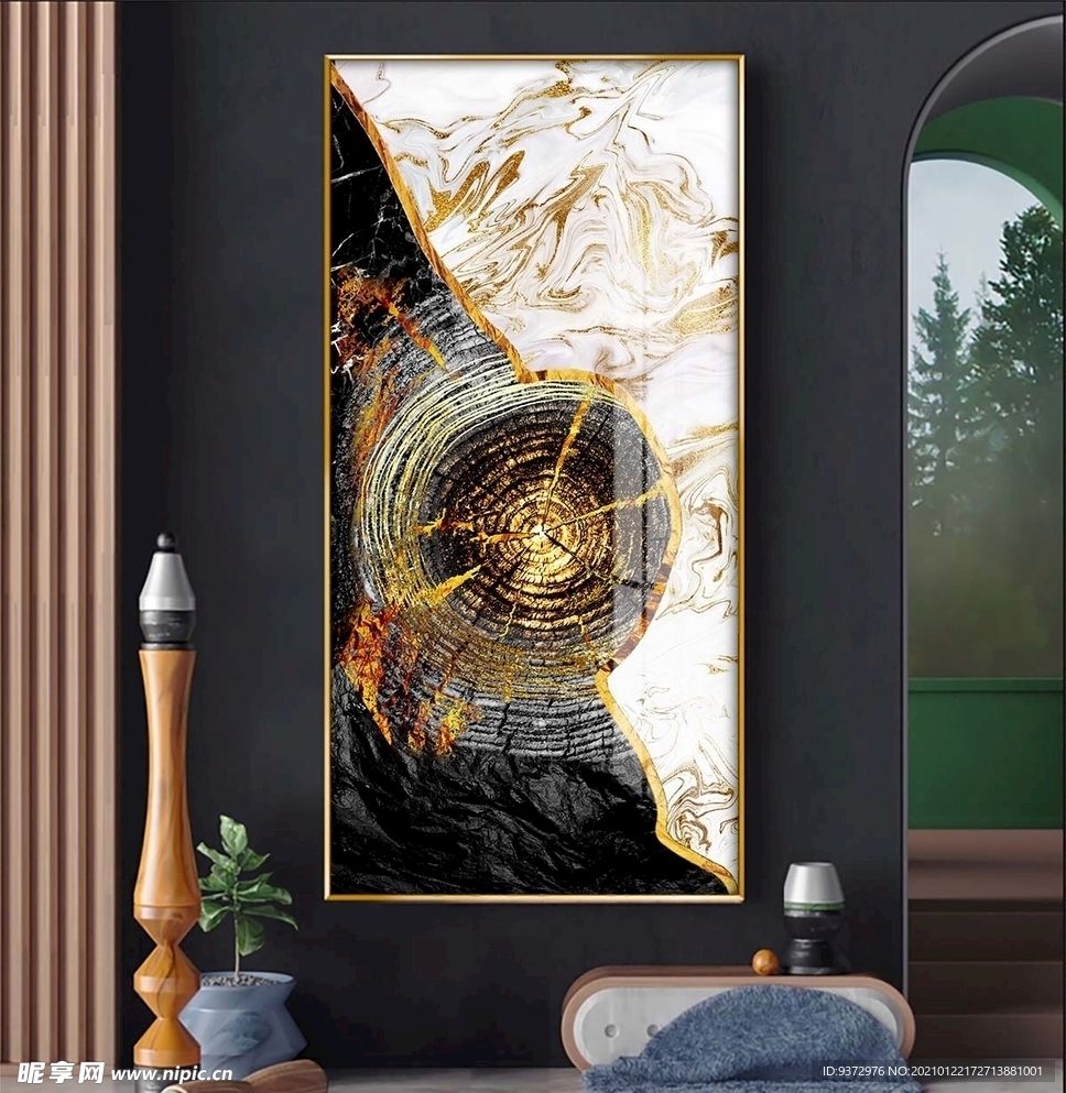 抽象几何艺术年轮创意装饰画玄关