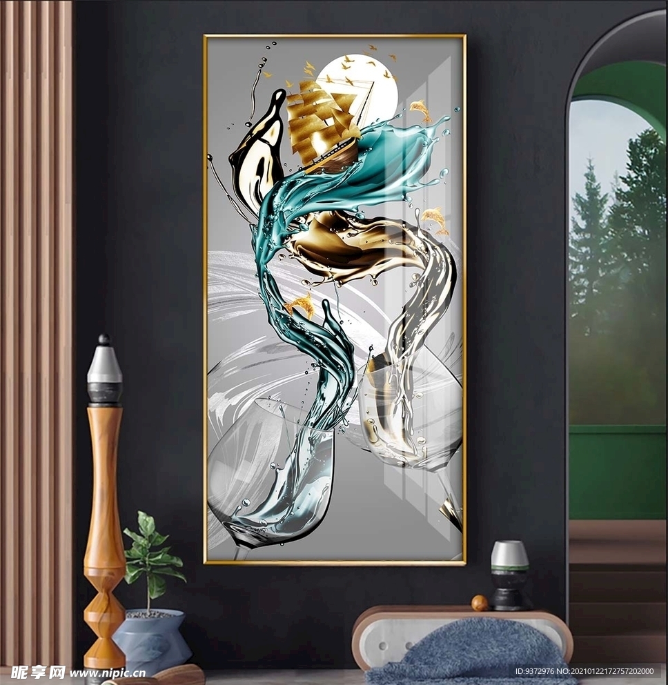 抽象几何酒杯高脚杯艺术玄关