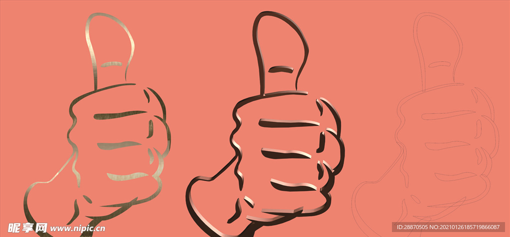 金属质感立体点赞拇指模型