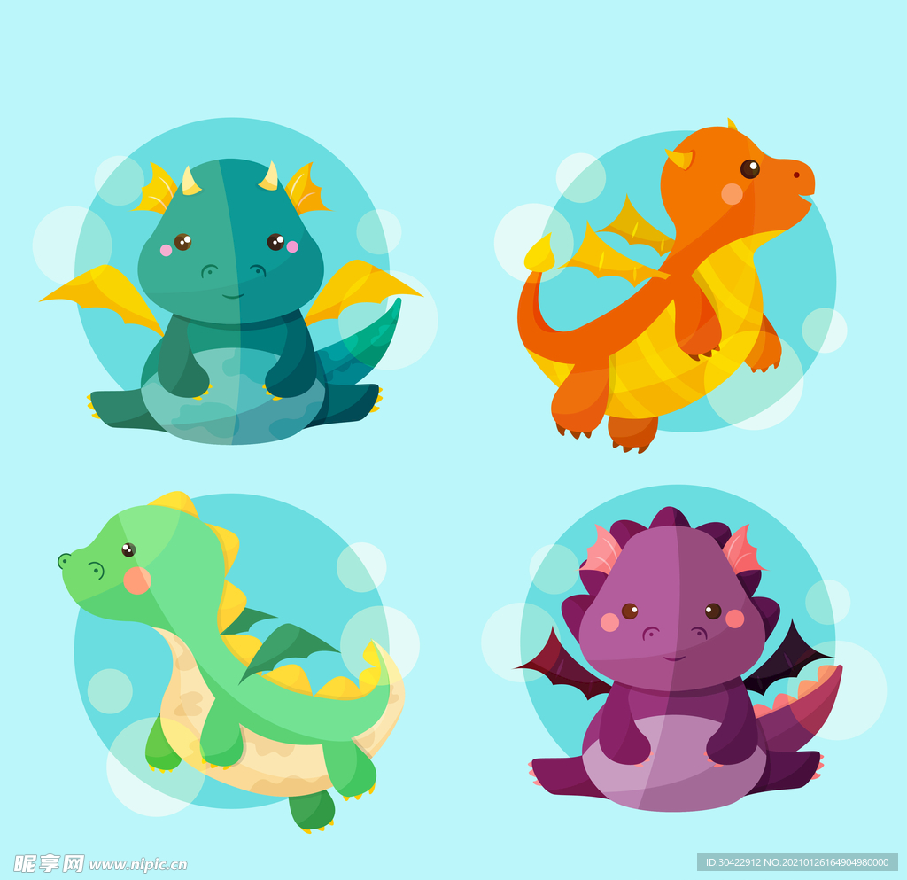 AI矢量可爱卡通恐龙插画