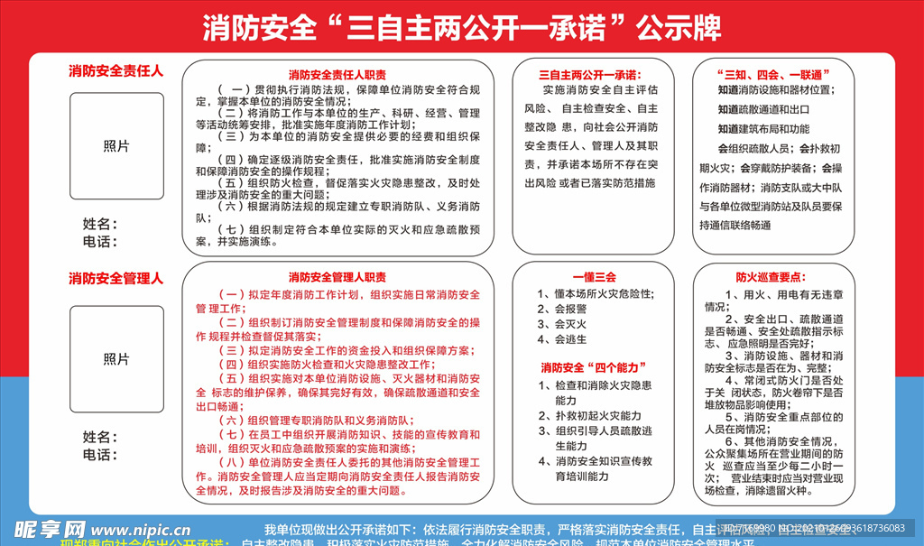 消防三自主承诺牌