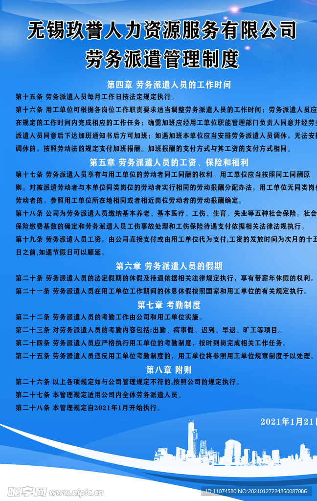 人力资源制度展板