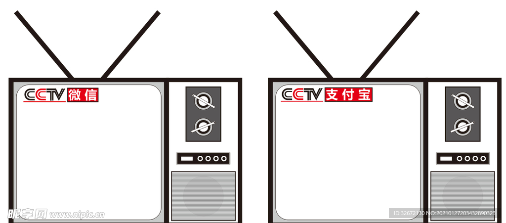 黑白电视机二维码边框
