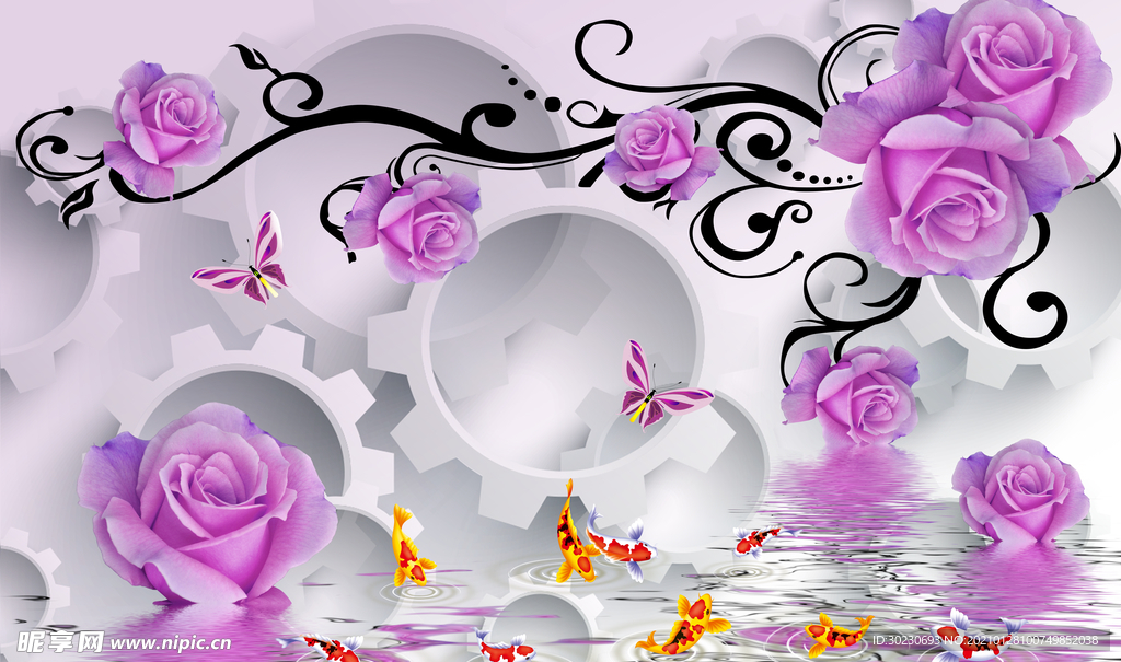 唯美玫瑰花背景墙