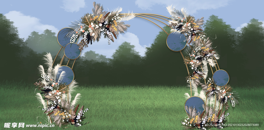 蓝色户外森系拱门