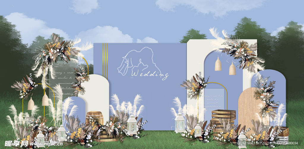 莫兰迪蓝色婚礼