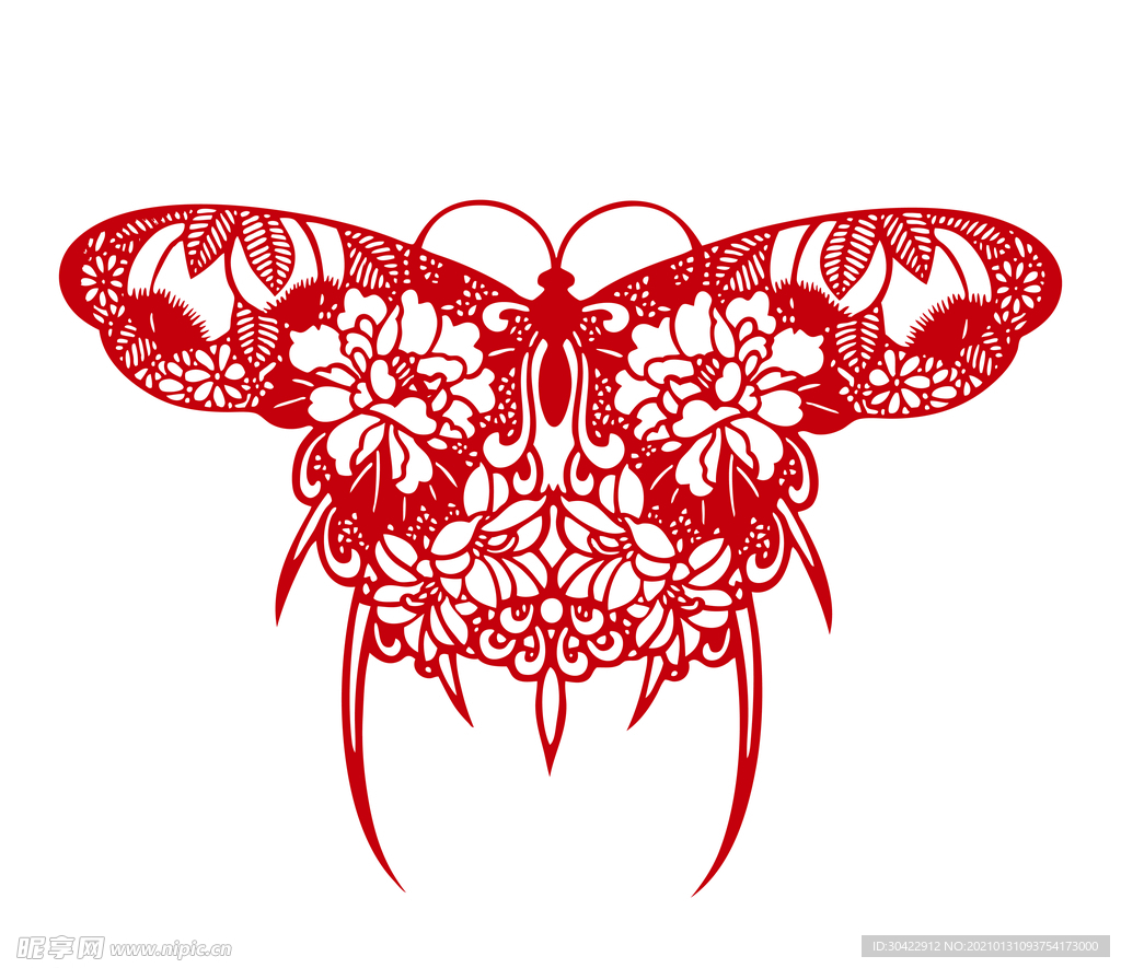 AI矢量传统蝴蝶剪图案