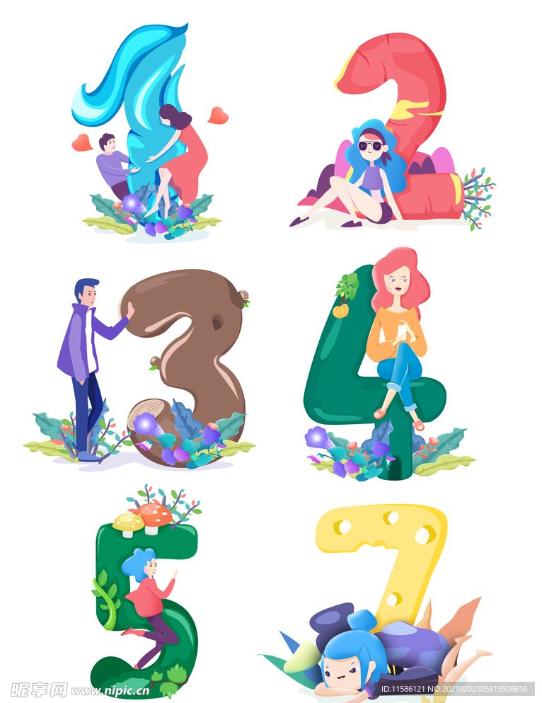 1234567数字矢量创意插画