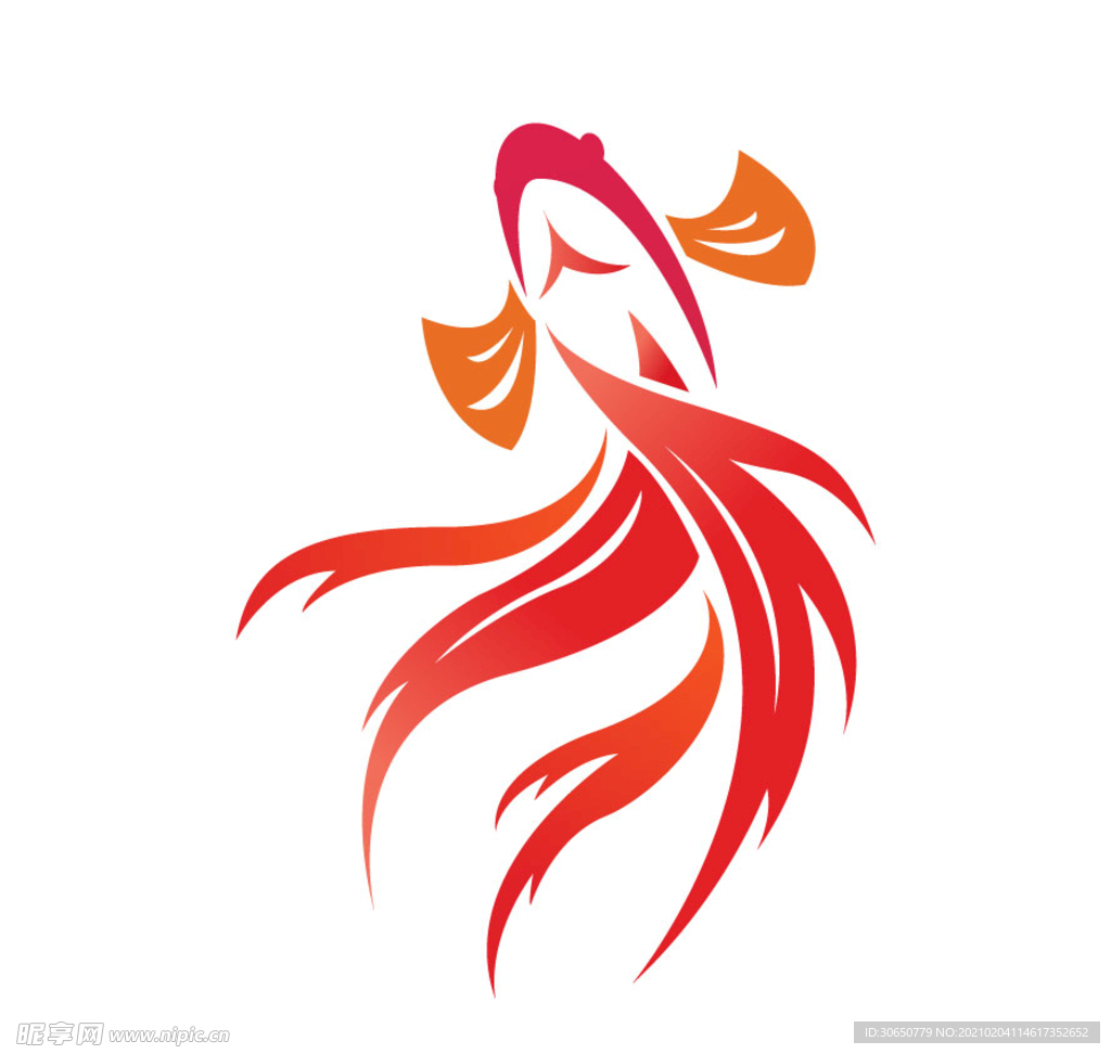 鱼型鱼尾裙logo标志矢量