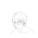 手绘二次元单边眼镜男生头像线稿