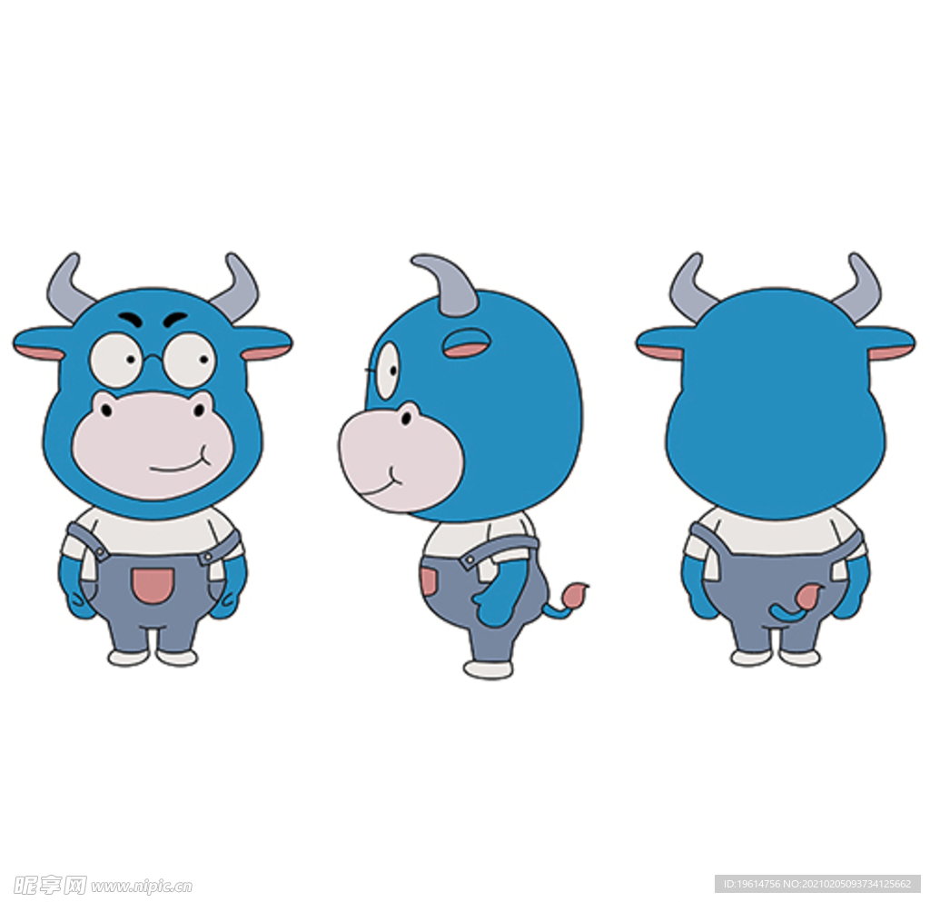 卡通牛 三视图