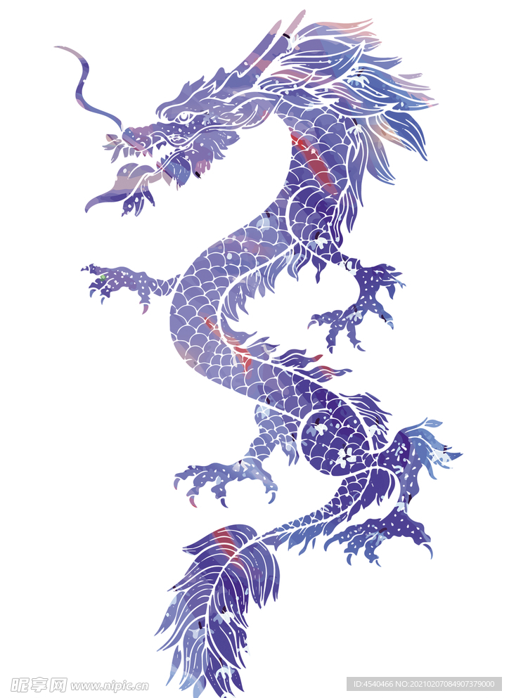 国潮彩色古风龙