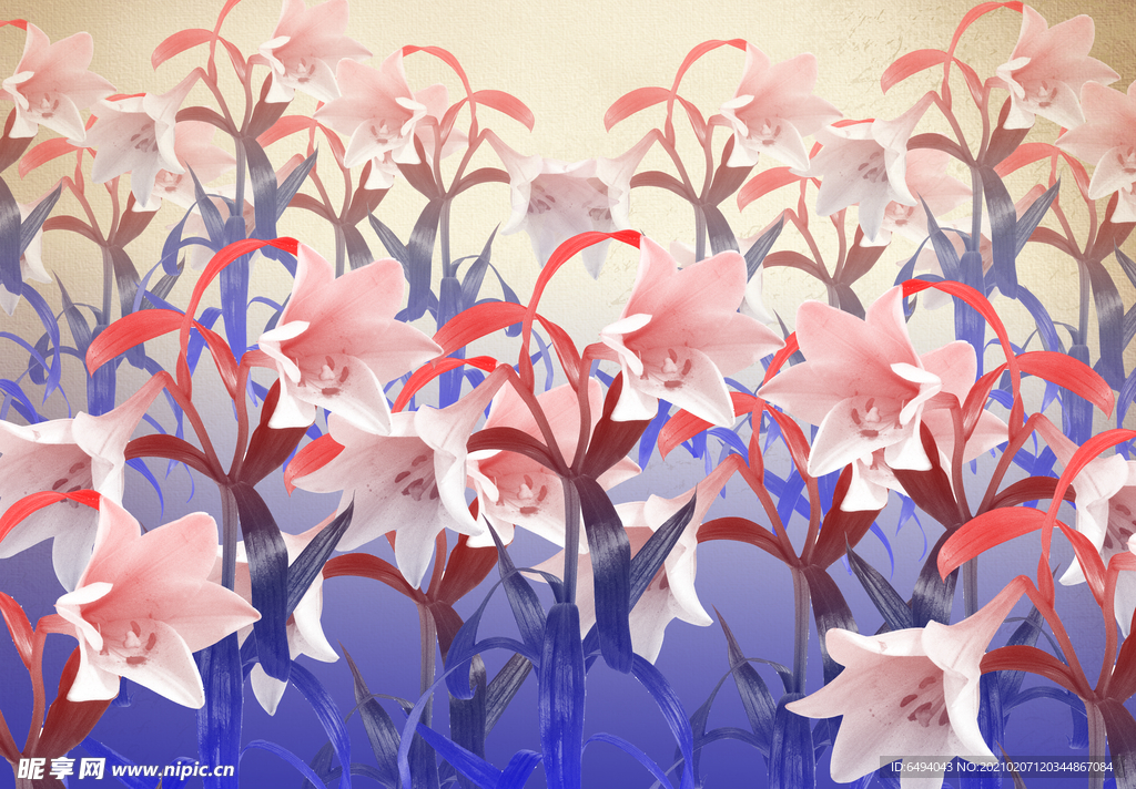 百合花花海图案