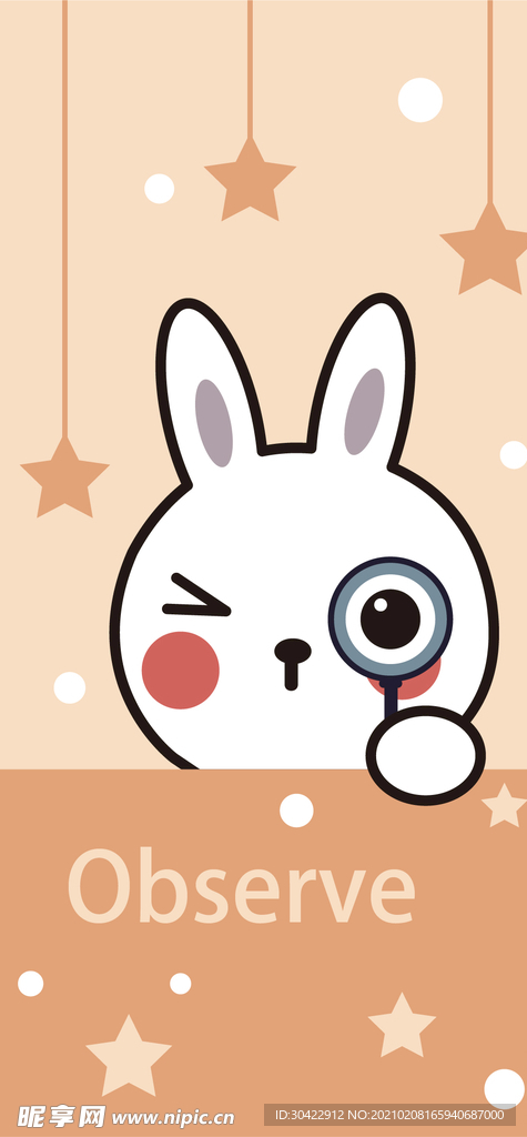 卡通可爱放大镜兔子手机壳