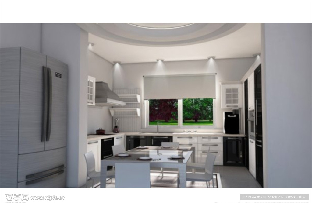 C4D模型室内开放式厨房场景