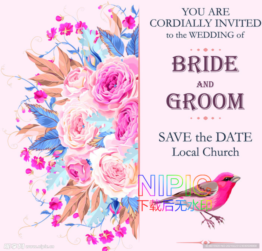 婚礼邀请函eps矢量图