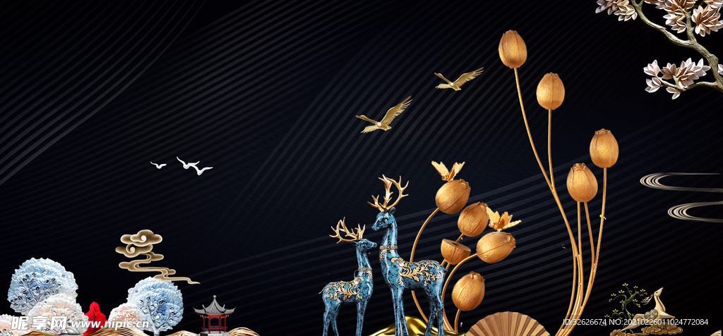 中式地产海报背景展板