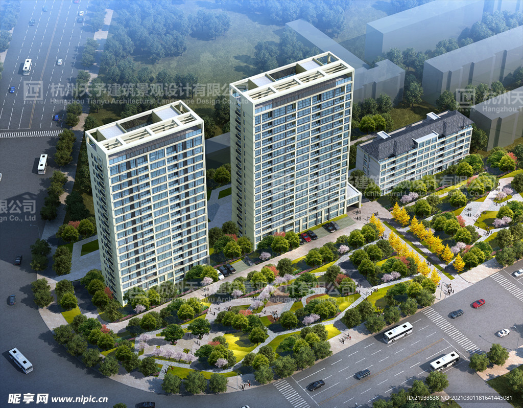 绿城别墅洋房园林住宅鸟瞰