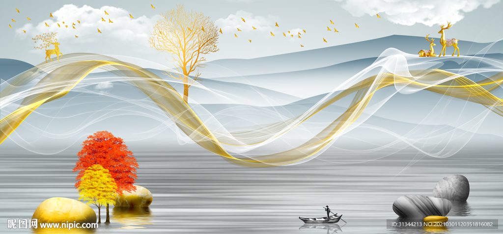 抽象意境山水背景