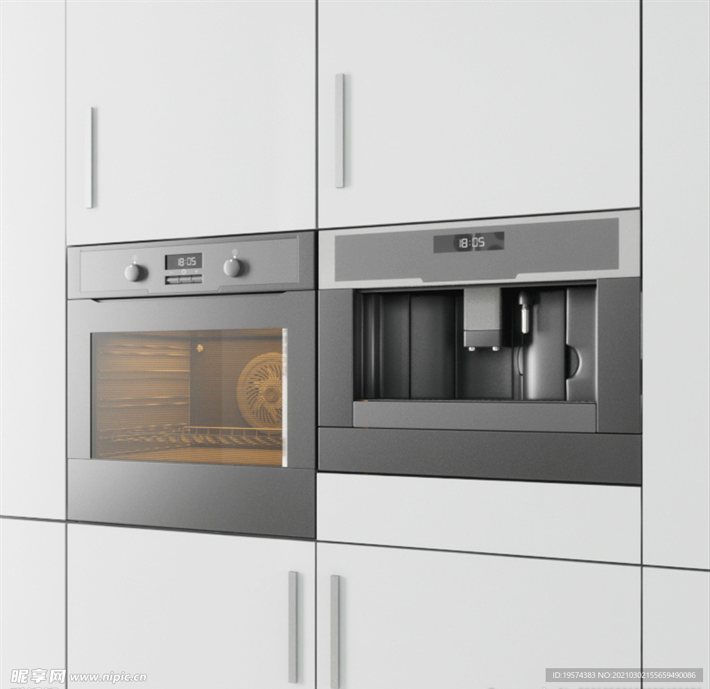 C4D 模型橱柜烤箱制冰机