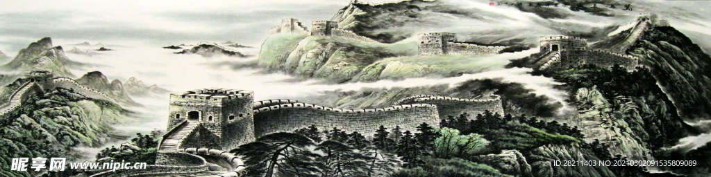 巨幅国画 山水画 装饰画 新背