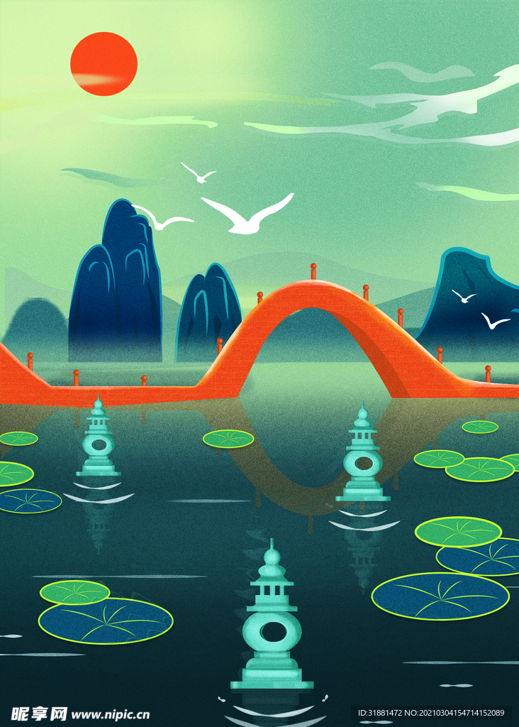 新中式荷花背景