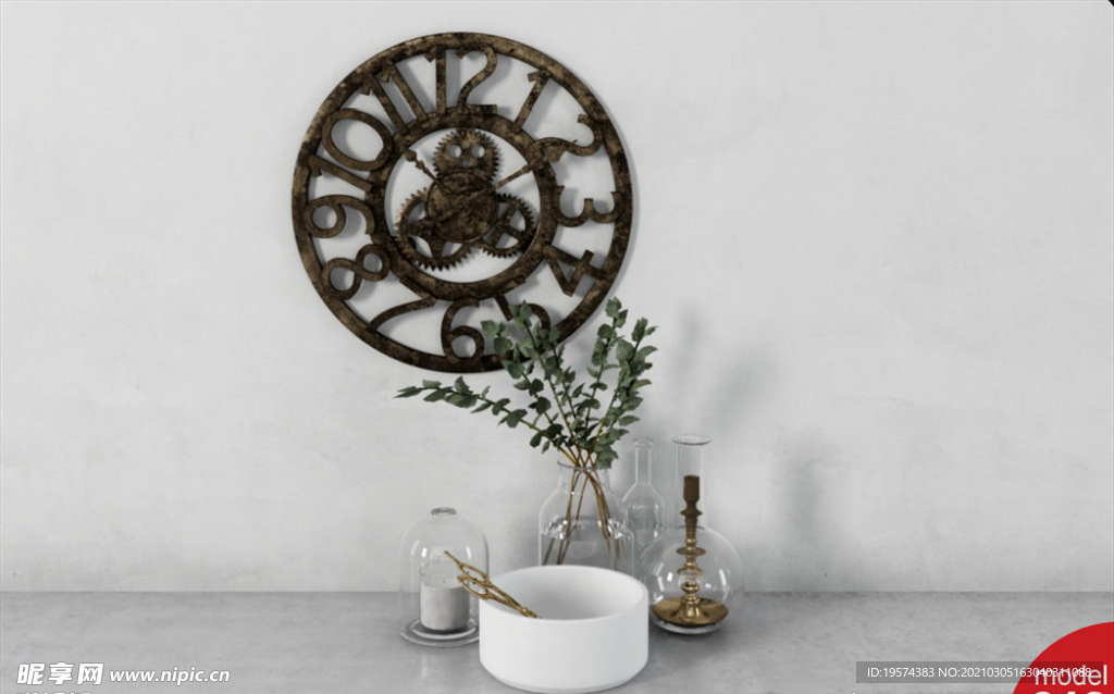 C4D模型时钟香薰蜡烛剪刀盆子