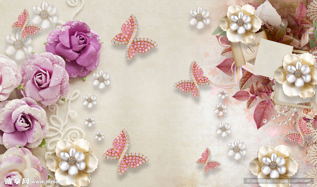 3D立体玫瑰背景墙