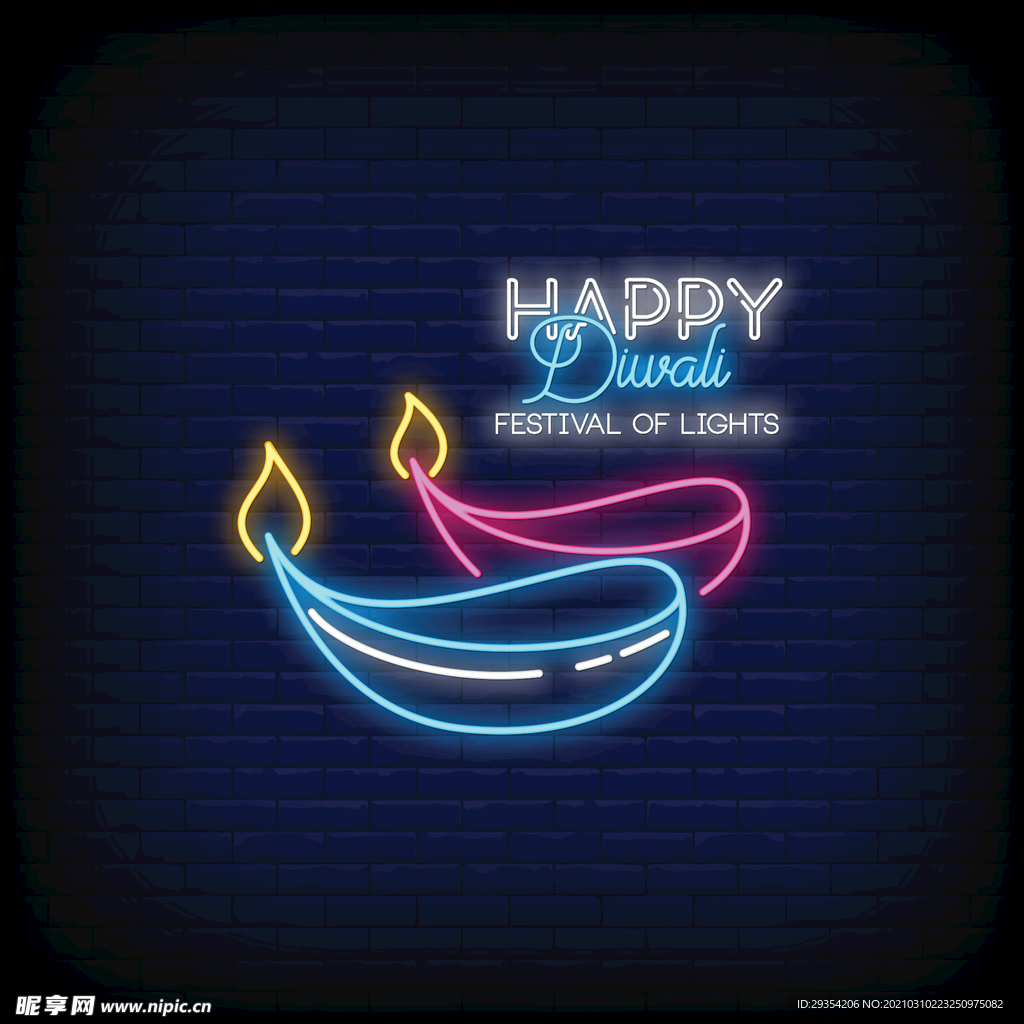 LED风霓虹灯蜡烛元素图片