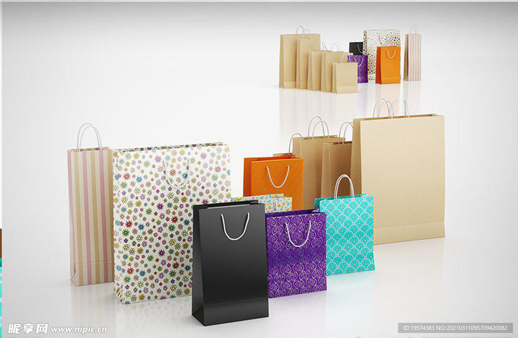 C4D模型购物袋纸袋手袋女式挎