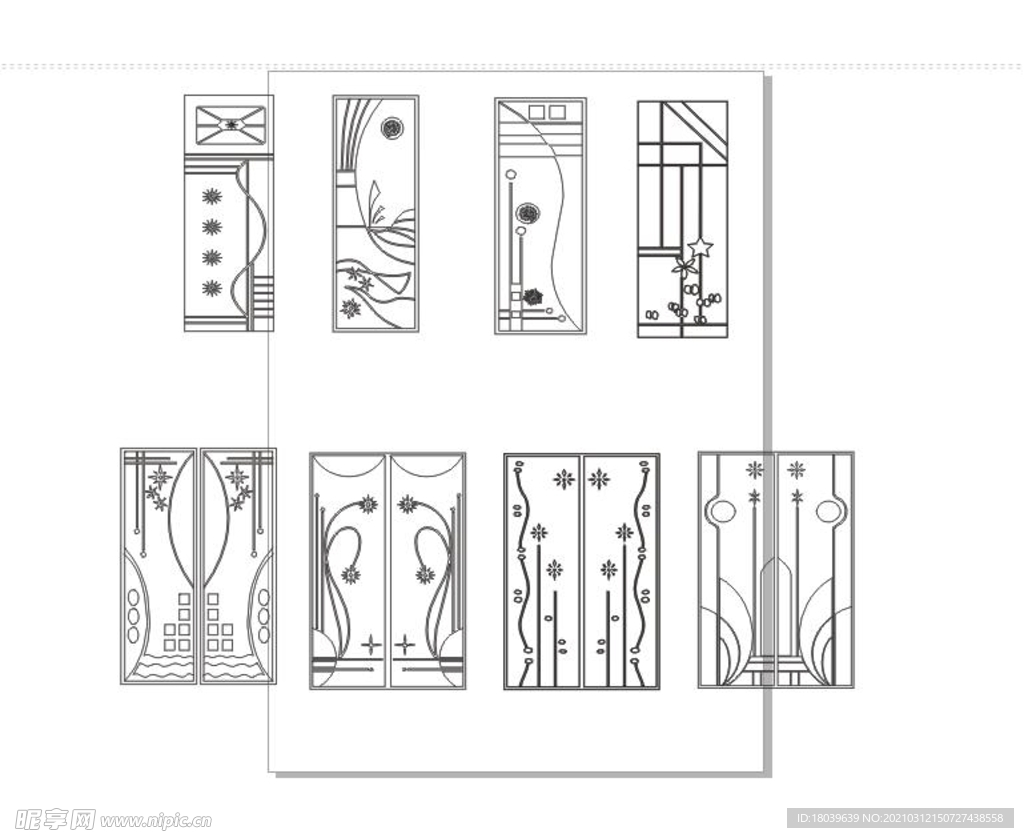 移门雕刻简约大气矢量图线条图