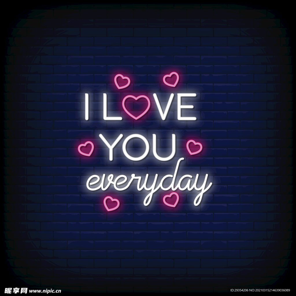 LED风霓虹灯爱心元素图片