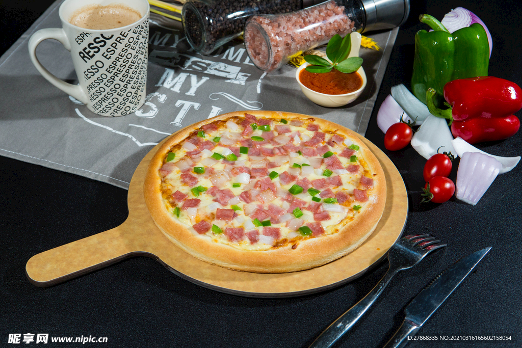 培根 披萨 水果 拉丝 七寸