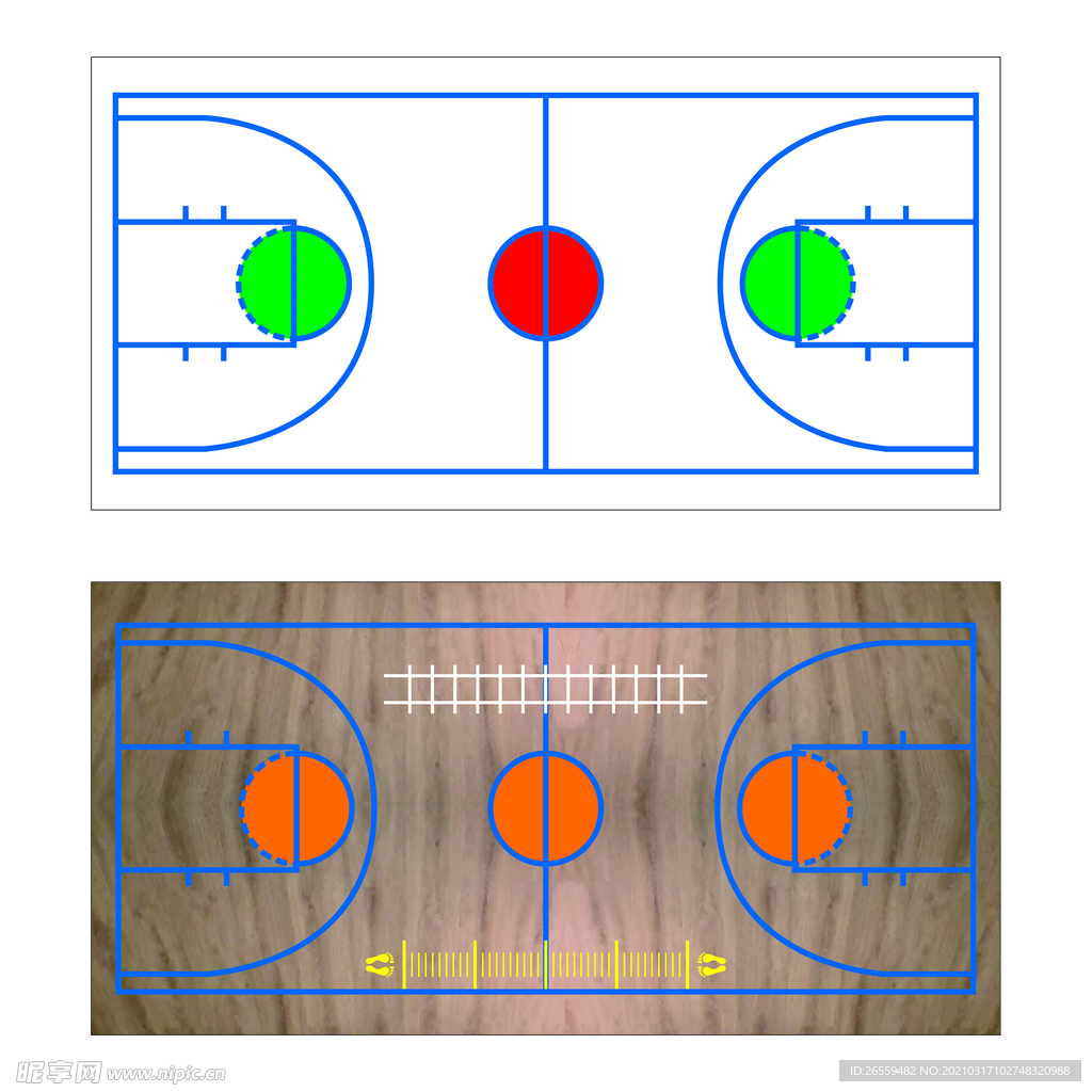 篮球教室地面线框