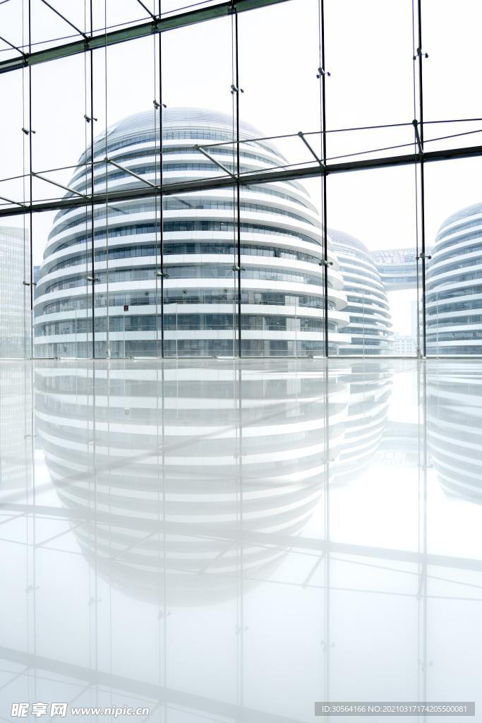 企业大楼内部大气背景素材