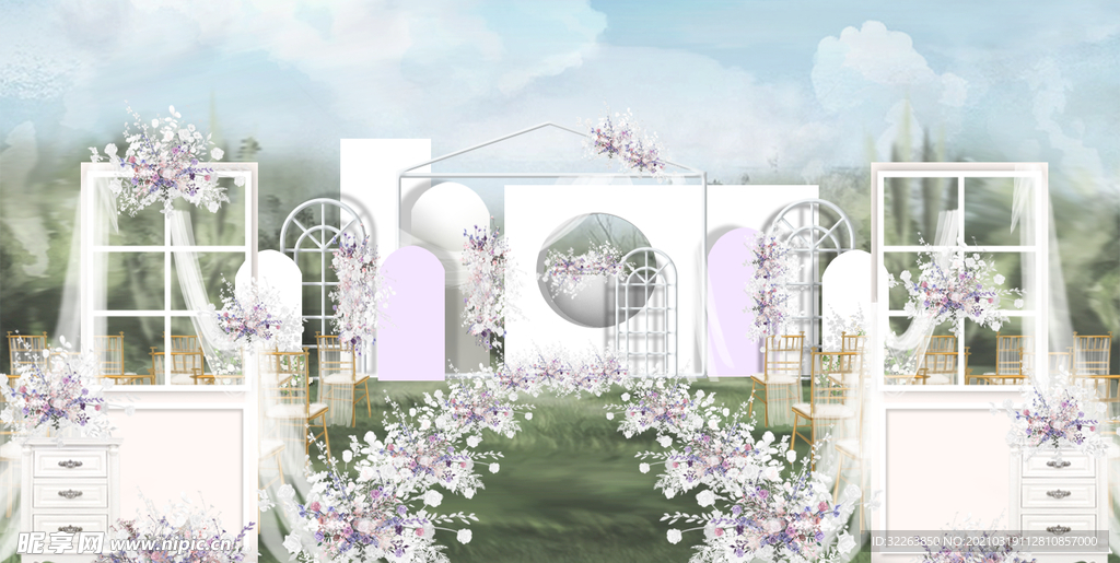 白色简约婚礼效果图