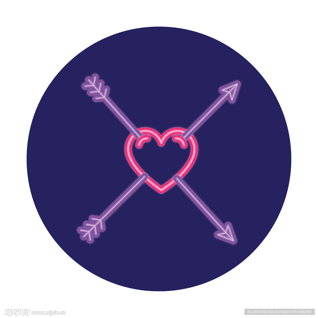 LED风霓虹灯爱心元素图片