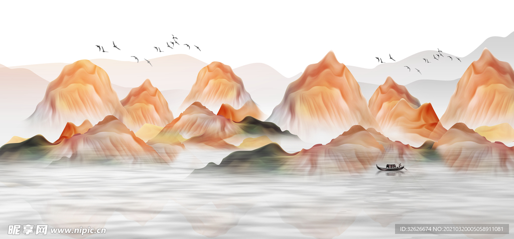 山水电视背景墙