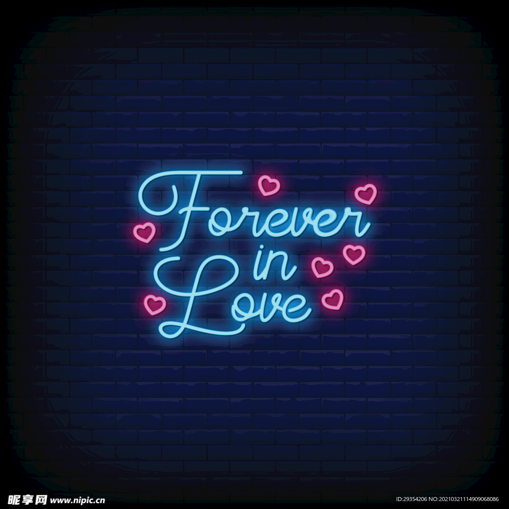 LED风霓虹灯爱心元素图片