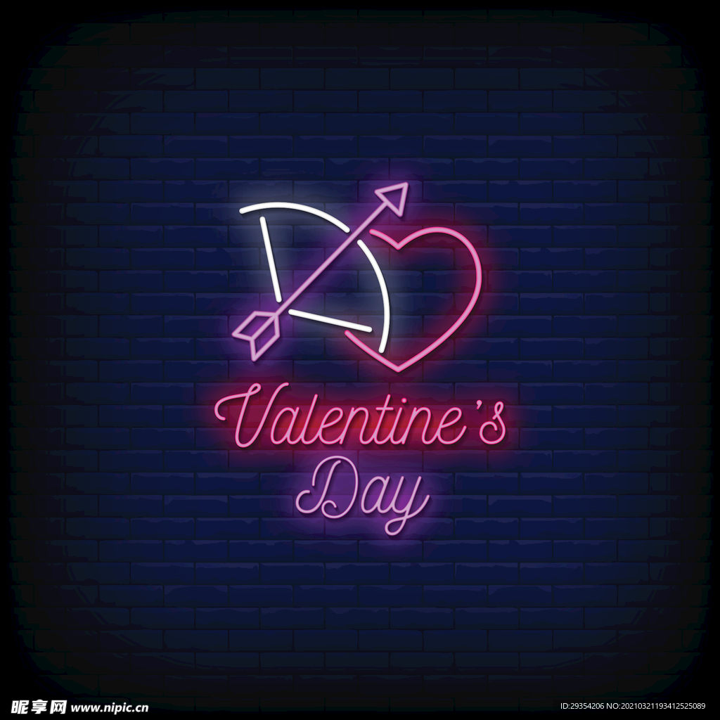 LED风霓虹灯爱心元素图片