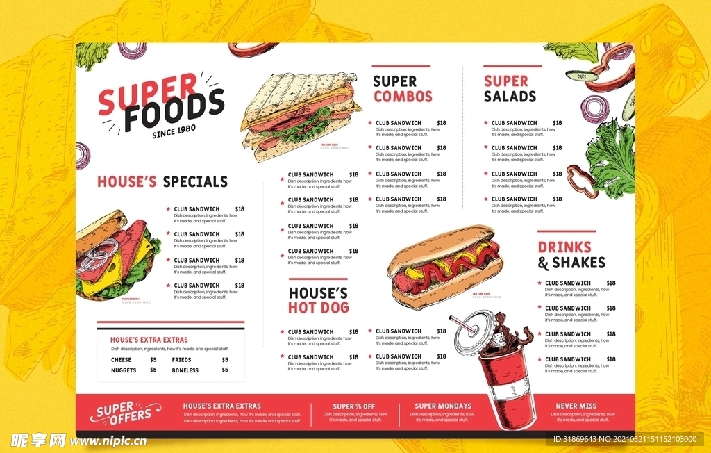 餐牌 价目表 传单