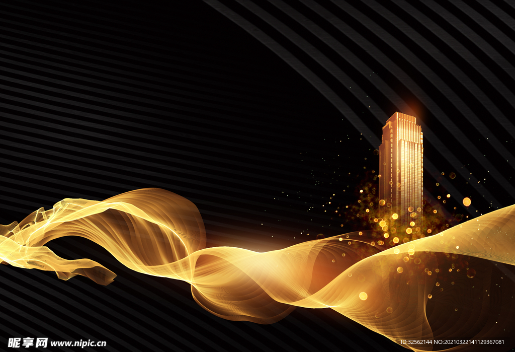 大气黑金城市背景