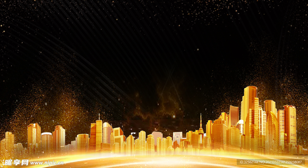 大气黑金城市背景