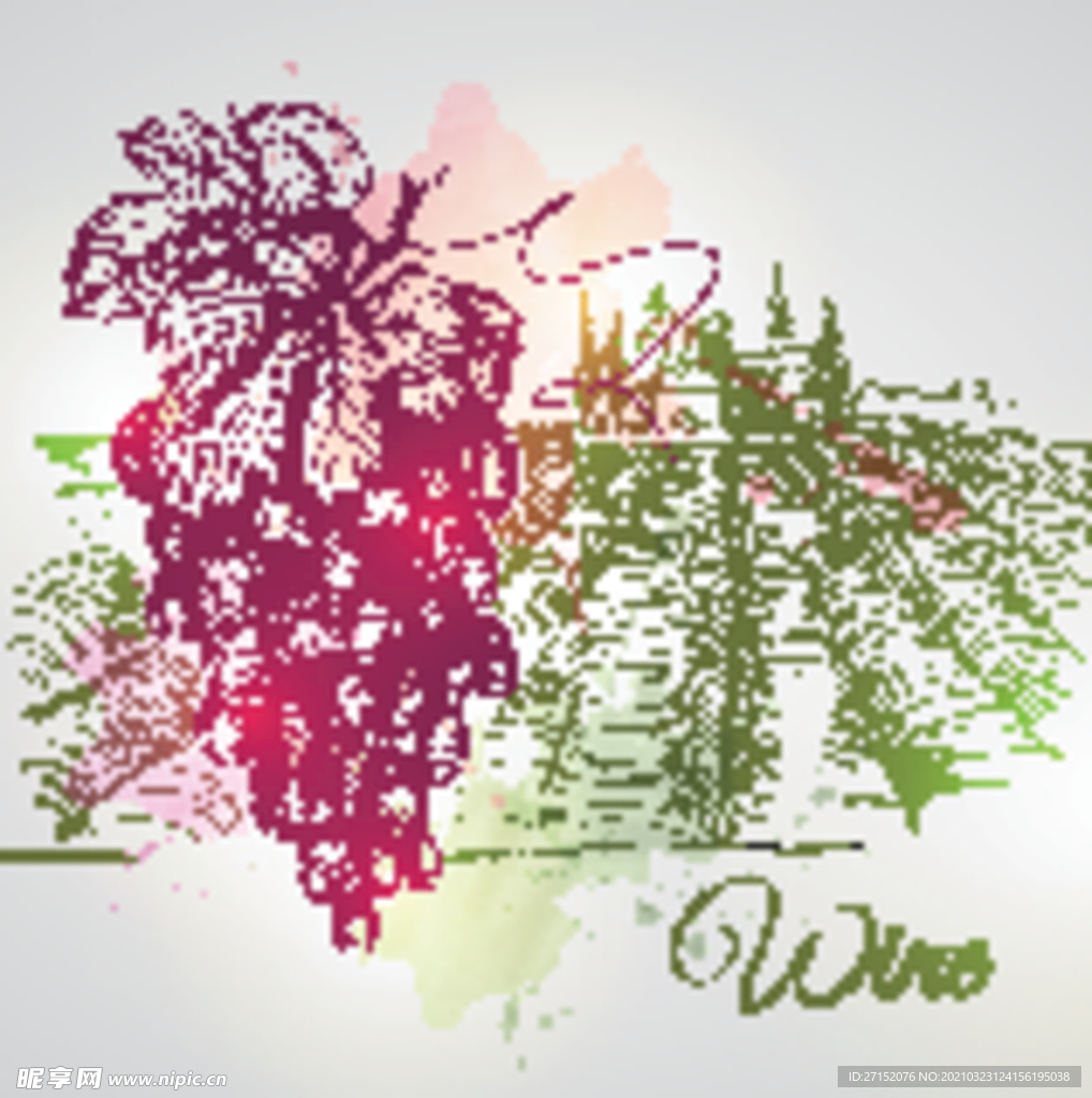 手绘葡萄酒庄园