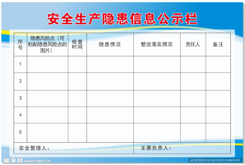 安全生产隐患信息公示栏