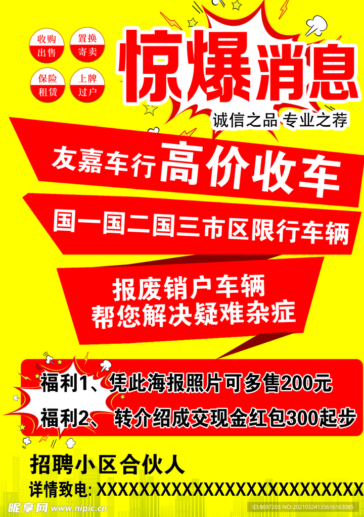 惊爆消息   高价收车