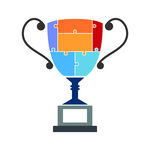 卡通矢量拼图奖杯